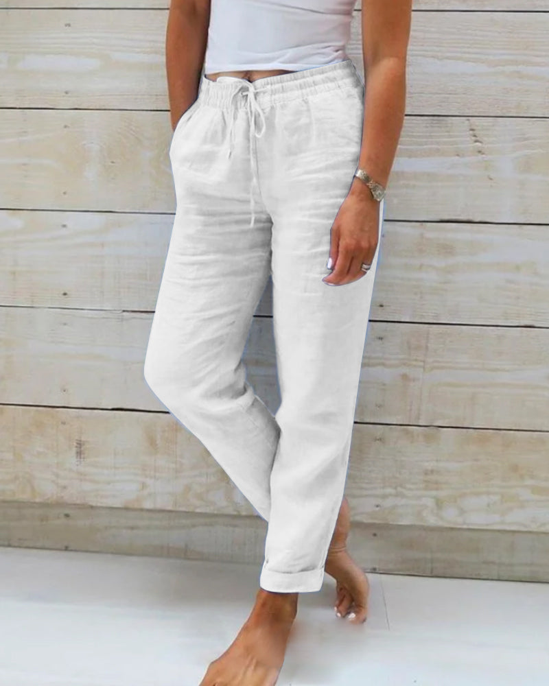 Kimberly trousers in cotton and stretch linen