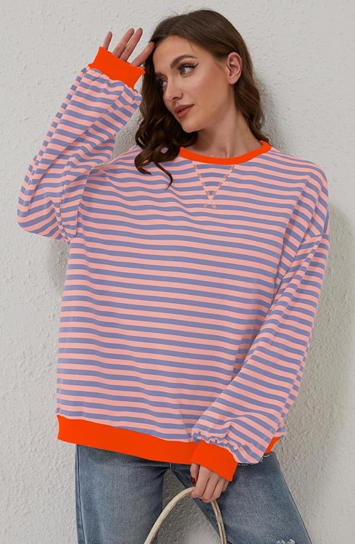 Daniëlle | Oversized striped jumper with accents