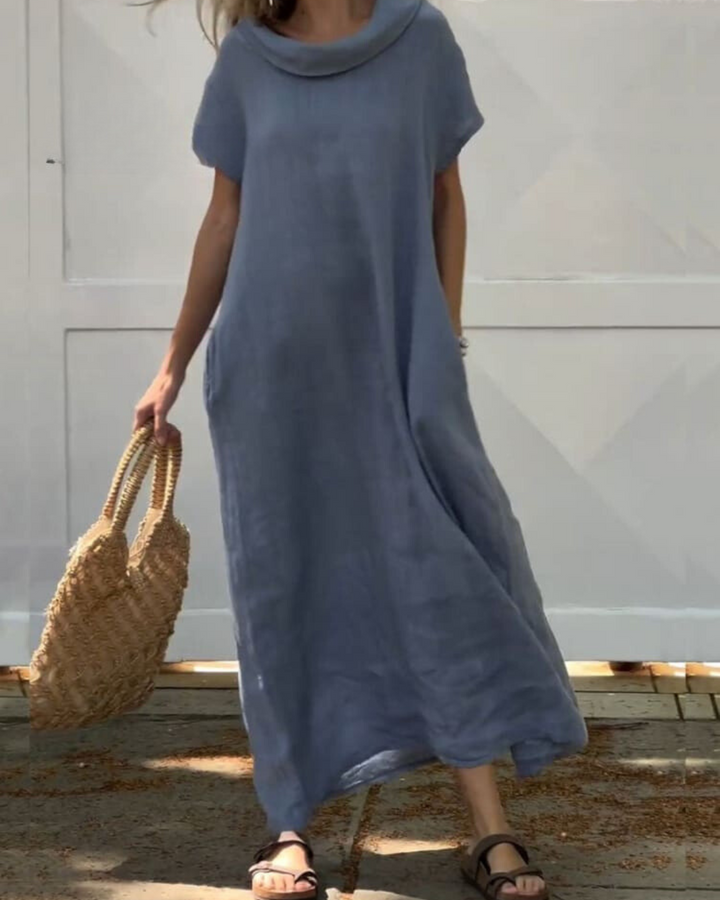 Angelina | Linen dress with elegant collar