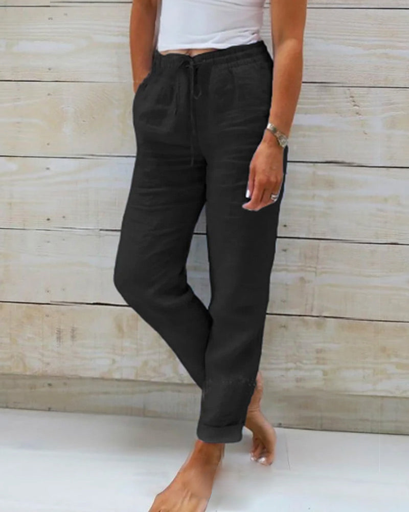 Kimberly trousers in cotton and stretch linen