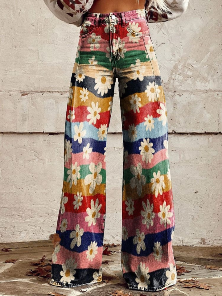 Kathy | Wide-leg retro floral trousers