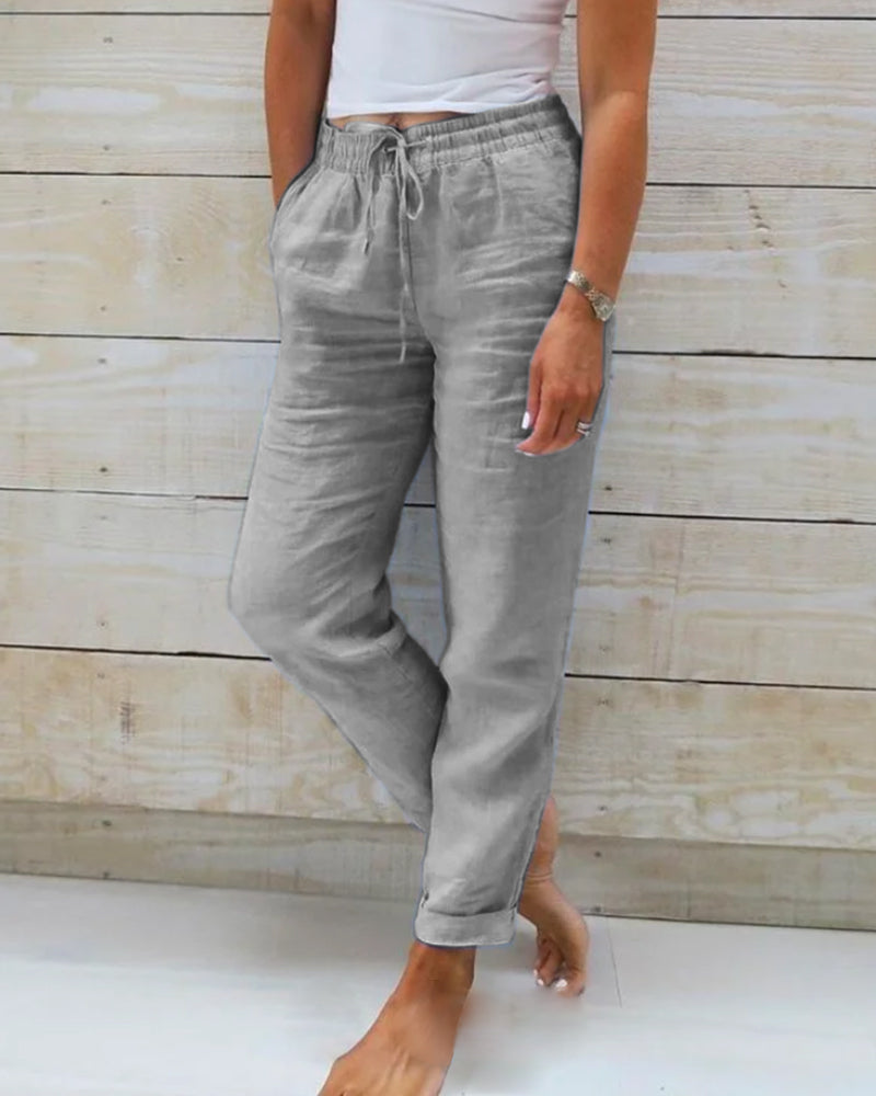 Kimberly trousers in cotton and stretch linen