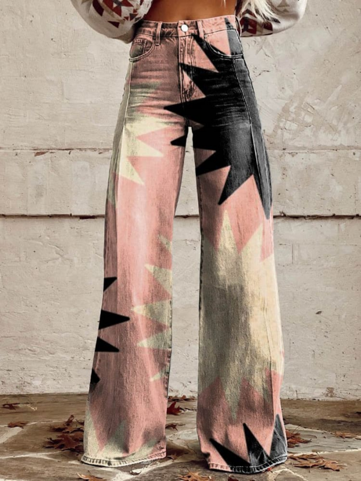 Sara | Geometric wide-leg trousers