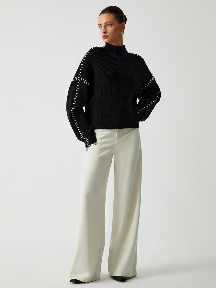 Eleonoro | Turtleneck jumper with piqué detailing