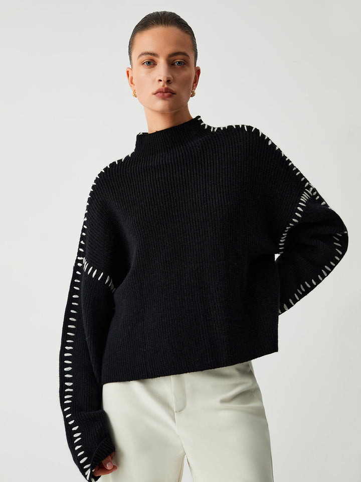 Eleonoro | Turtleneck jumper with piqué detailing