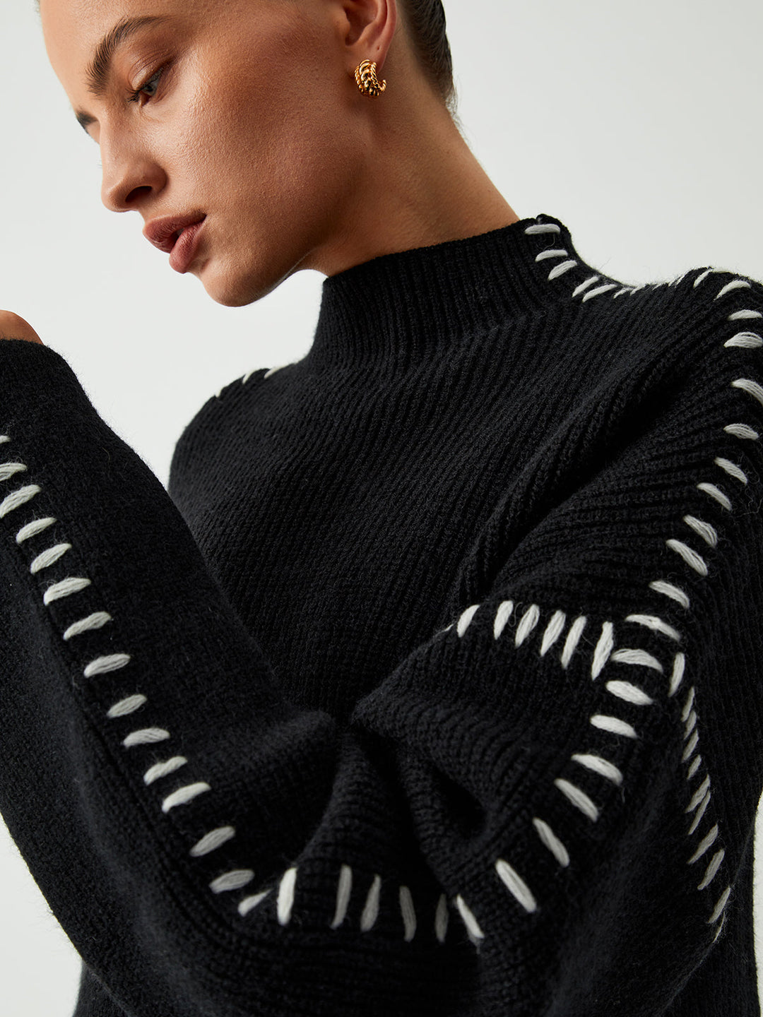 Eleonoro | Turtleneck jumper with piqué detailing