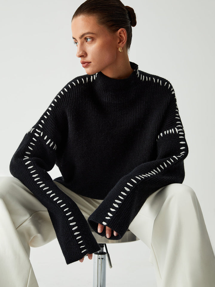 Eleonoro | Turtleneck jumper with piqué detailing