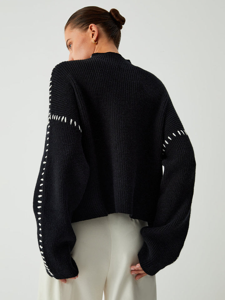 Eleonoro | Turtleneck jumper with piqué detailing