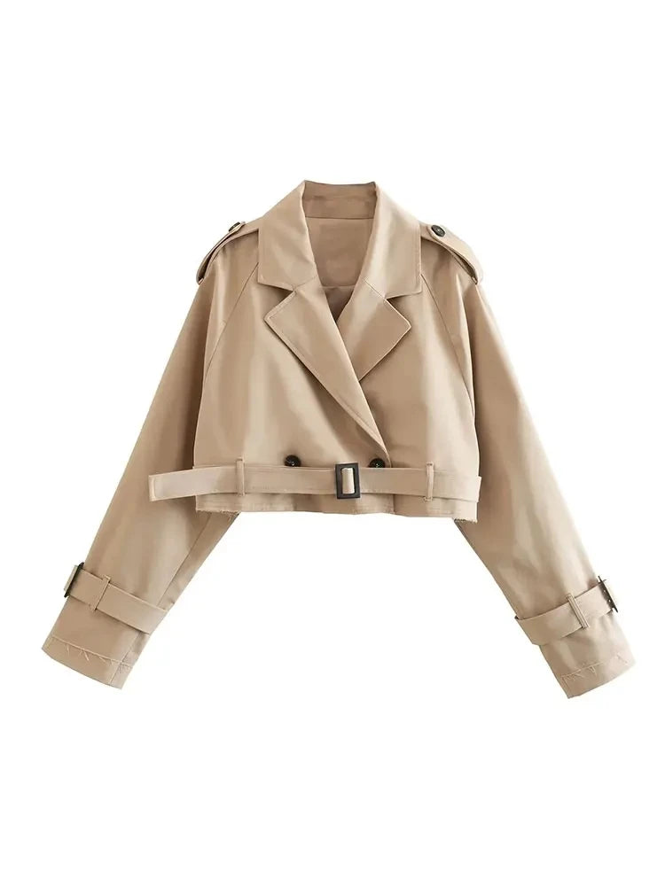 Neva | Belted Cropped Trench Jacket for Spring