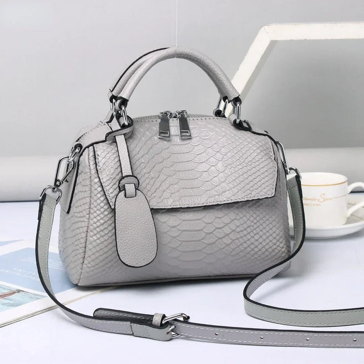 Ivy | Elegant crocodile embossed leather handbag