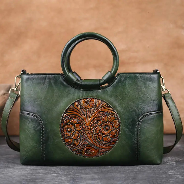 Milan | Leather handbag with vintage embossing