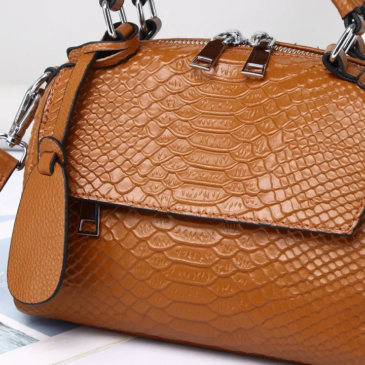 Ivy | Elegant crocodile embossed leather handbag