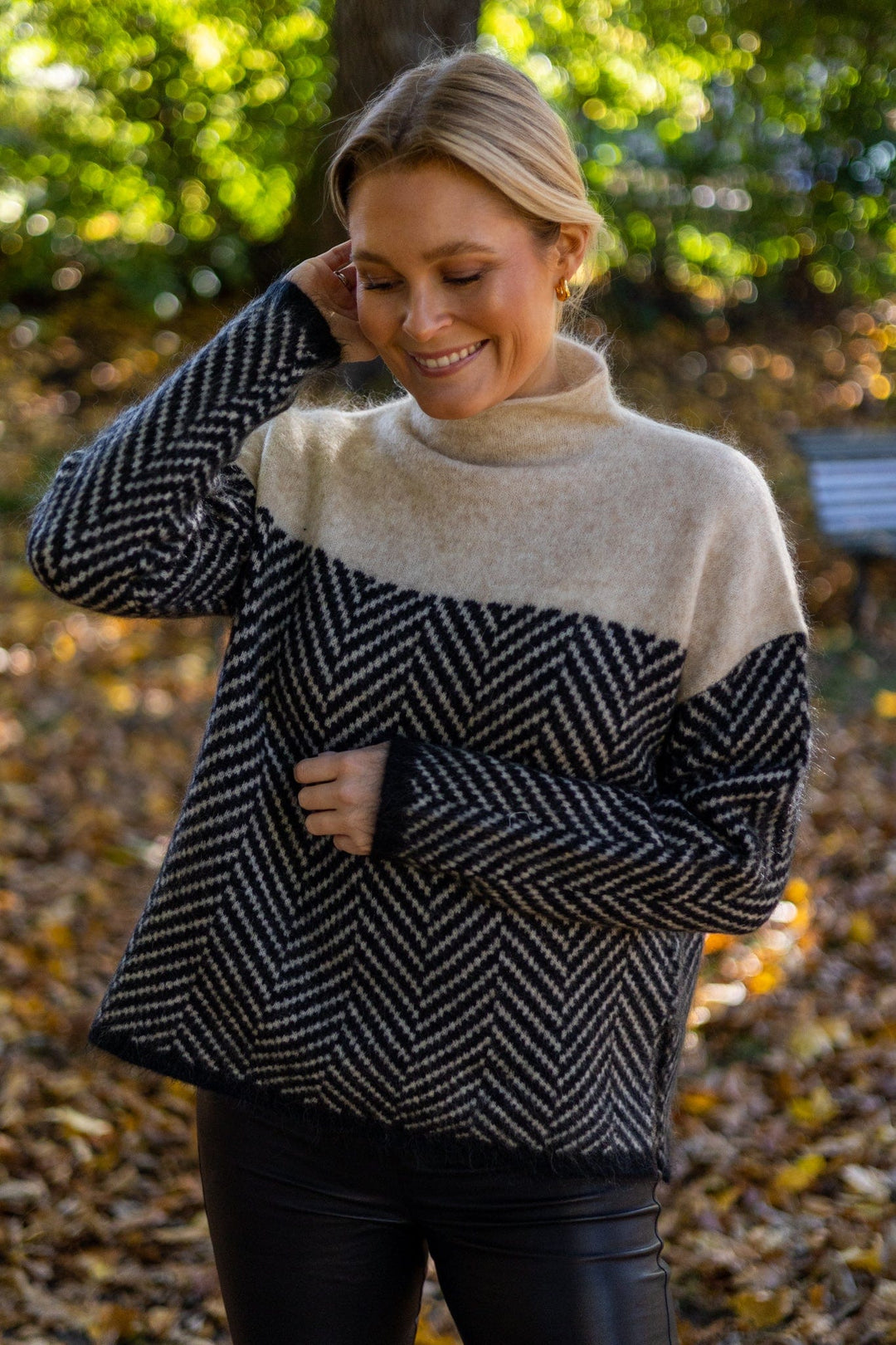 Cody | Two-tone cotton turtleneck jumper