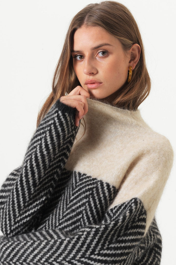 Cody | Two-tone cotton turtleneck jumper