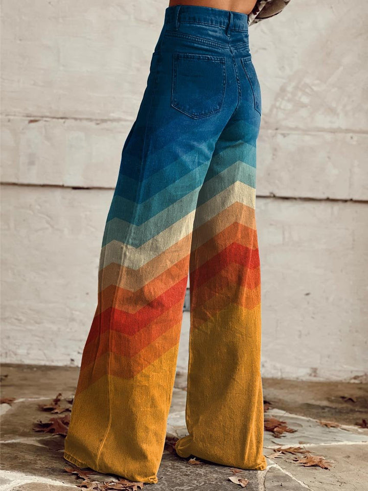 Rilana | Wide-leg retro herringbone trousers