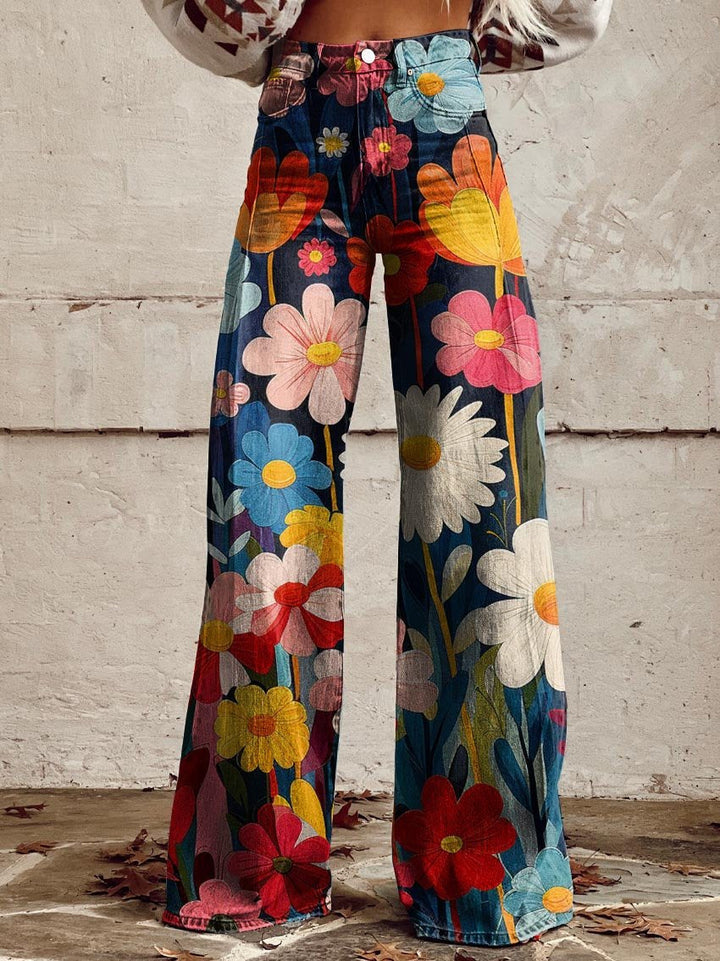 Latifa | Wide-leg floral trousers