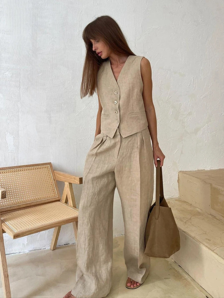 Paula | Cotton waistcoat and trousers set