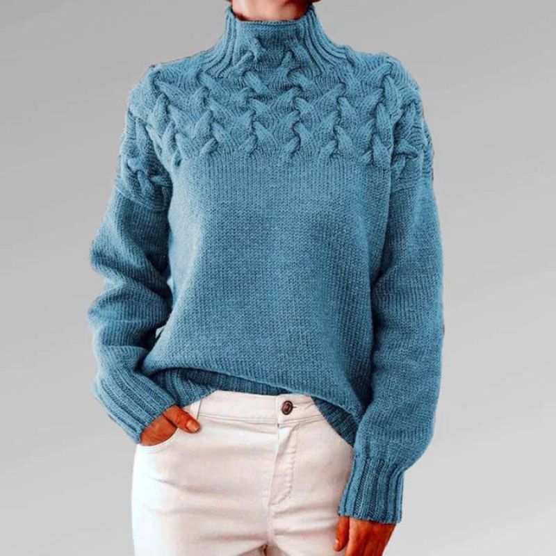 Bibi | Cosy knitted jumper with turtleneck and large cable pattern