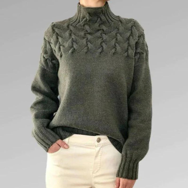 Bibi | Cosy knitted jumper with turtleneck and large cable pattern