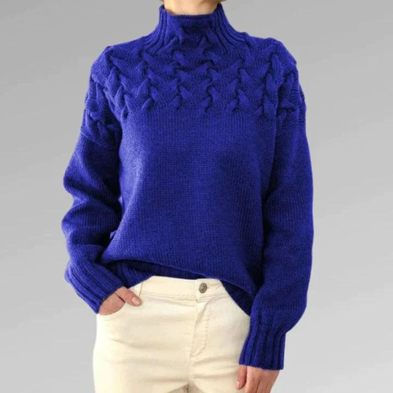 Bibi | Cosy knitted jumper with turtleneck and large cable pattern