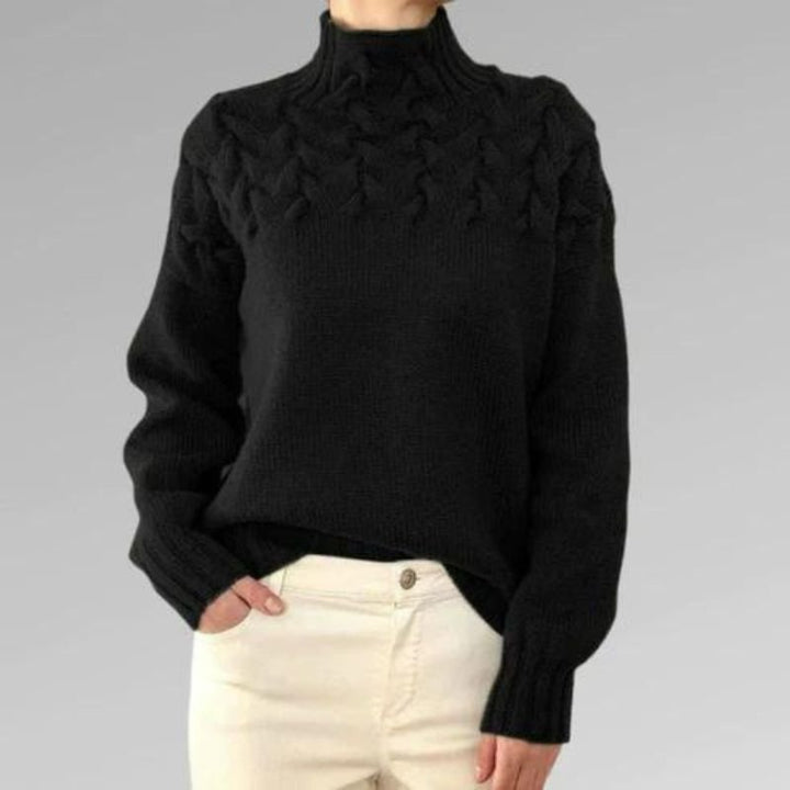 Bibi | Cosy knitted jumper with turtleneck and large cable pattern