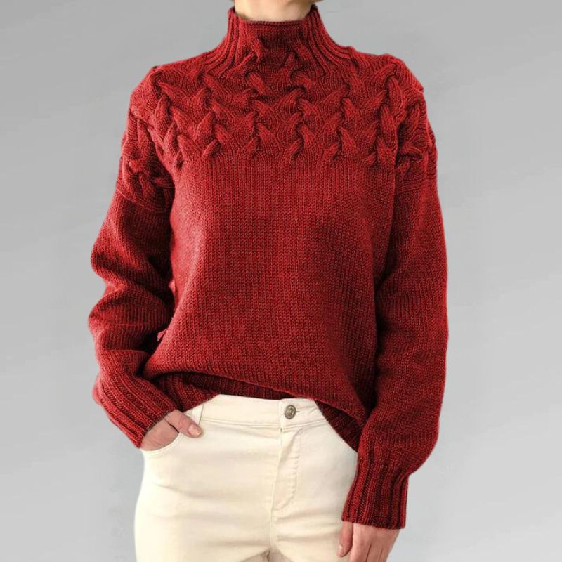 Bibi | Cosy knitted jumper with turtleneck and large cable pattern