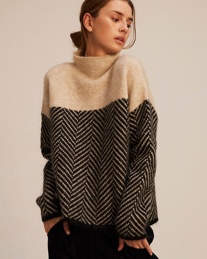 Cody | Two-tone cotton turtleneck jumper